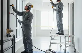 New Orleans plumber using leak detection equipment for hidden pipe damage inspection