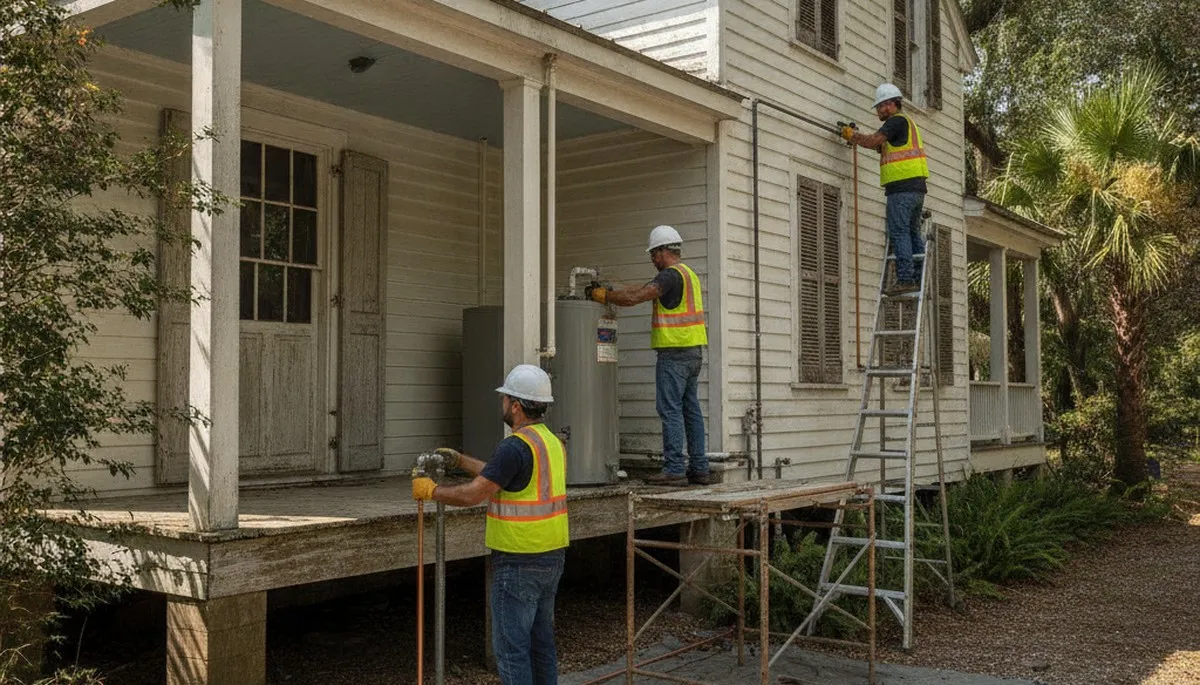 Plumber repairing a pipe in New Orleans, LA for fast plumbing repair service