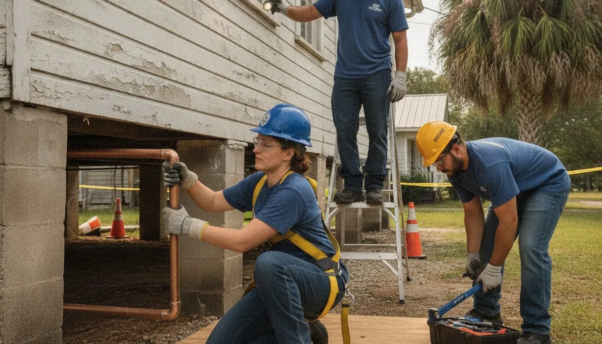 Plumber repairing a leak in New Orleans, LA for a local plumbing repair service