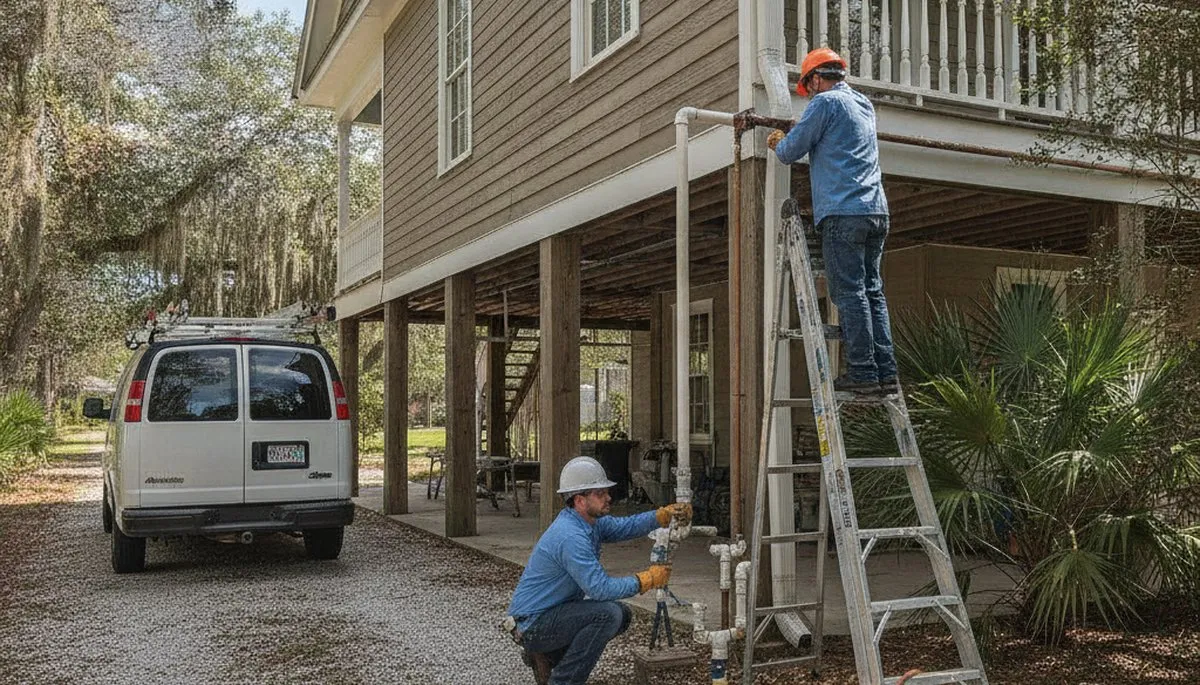 Plumber repairing a pipe in New Orleans, LA for fast plumbing repair service