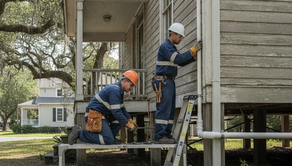 Plumber repairing a pipe in New Orleans, LA for residential plumbing service